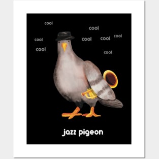 Jazz Pigeon (dark backgrounds) Posters and Art